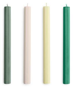 HAY Svíčky Hexagon Candle set 4ks, greens and whites