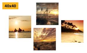 Set obrazů kouzelný západ slunce u moře