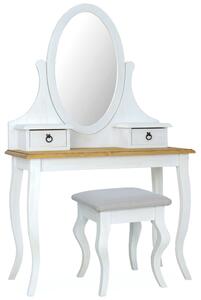 Toaletní stolek se stoličkou - POPRAD, medová borovice/bílá borovice