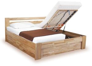 Dřevěná postel IVA s úložným prostorem, výklop, masiv buk