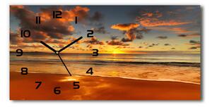 Skleněné hodiny na stěnu Západ slunce pláž pl_zsp_60x30_f_40275478