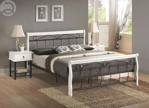 Manželská postel dvoulůžko CS4013, dřevo-kov, 160x200, bílá-černá
