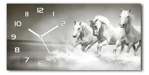 Moderní skleněné hodiny na stěnu Bílí koně pl_zsp_60x30_f_44040199