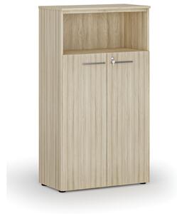 Kombinovaná kancelářská skříň PRIMO WOOD, dveře na 3 patra, 1434 x 800 x 420 mm, dub přírodní