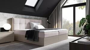 Čalouněná jednolůžková postel 120x220 CHANTELLE 8 - nordic teak / béžová + topper ZDARMA