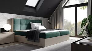 Čalouněná jednolůžková postel 120x220 CHANTELLE 8 - nordic teak / zelená + topper ZDARMA