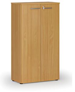 Kancelářská skříň s dveřmi PRIMO WOOD, 800 x 420 x 1434 mm, buk