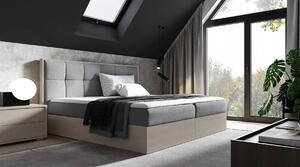 Čalouněná jednolůžková postel 120x220 CHANTELLE 8 - nordic teak / šedá + topper ZDARMA