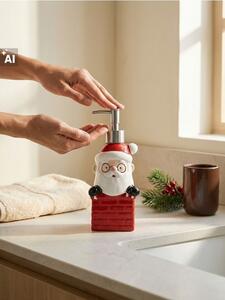 Sinsay - Vánoční keramický dávkovač mýdla ve tvaru Santa Clause v komíně - červená
