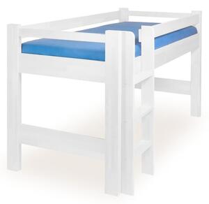 Zvýšené jednolůžko - dětská zvýšená postel 90x200 LUCAS, masiv buk, bílá