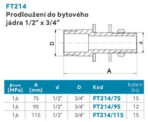 Novaservis, Prodloužení 1/2"x3/4" 75mm, FT214/75