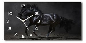Moderní skleněné hodiny na stěnu Černý kůň pl_zsp_60x30_f_47712826