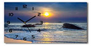 Skleněné hodiny na stěnu Západ slunce moře pl_zsp_60x30_f_47734929