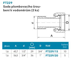 Novaservis, Sada plombovacího šroubení k vodoměru 2ks 1/2", FT229/15