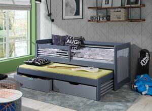 Dětská postel s přistýlkou, zábranou a úložným prostorem ANNA 2, masiv borovice
