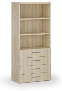Kancelářská skříň se zásuvkami PRIMO WOOD, 800 x 420 x 1781 mm, dub přírodní