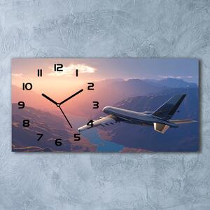 Moderní skleněné hodiny na stěnu Letadlo pl_zsp_60x30_f_49860633