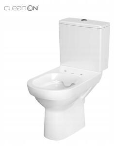 Cersanit City New CleanOn, kombi wc se splachováním 3/5l, horizontální odtok + antibakteriální toaletní sedátko z duroplastu, bílá, K35-037