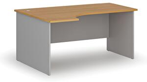 Rohový kancelářský psací stůl PRIMO GRAY, 160x120 cm, levý, šedá/buk