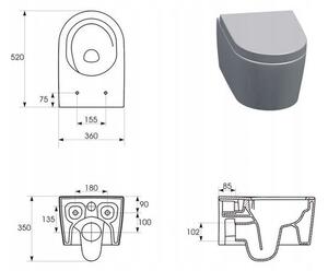 Cersanit Inverto závěsná wc mísa StreamOn 52 x 35,5 cm + pomalu-padající sedátko Slim SC, Bílá, S701-419