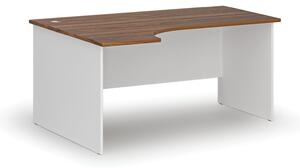 Rohový kancelářský psací stůl PRIMO WHITE, 160x120 cm, levý, bílá/ořech