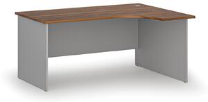 Kancelářský rohový pracovní stůl PRIMO GRAY, 1600 x 1200 mm, pravý, šedá/ořech