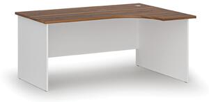 Kancelářský rohový pracovní stůl PRIMO WHITE, 1600 x 1200 mm, pravý, bílá/ořech