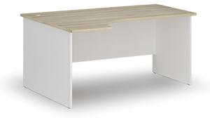 Rohový kancelářský psací stůl PRIMO WHITE, 160x120 cm, levý, bílá/dub přírodní