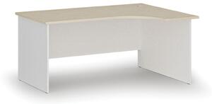 Rohový kancelářský psací stůl PRIMO WHITE, 160x120 cm, pravý, bílá/dub přírodní