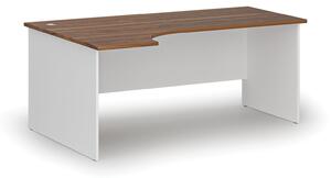 Rohový kancelářský psací stůl PRIMO WHITE, 180x120 cm, levý, bílá/ořech