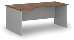 Rohový kancelářský psací stůl PRIMO GRAY, 180x120 cm, levý, šedá/ořech