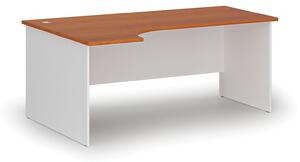 Rohový kancelářský psací stůl PRIMO WHITE, 180x120 cm, levý, bílá/třešeň