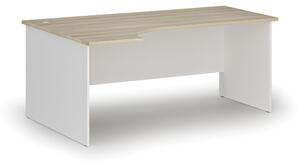 Kancelářský rohový pracovní stůl PRIMO WHITE, 1800 x 1200 mm, levý, bílá/dub přírodní