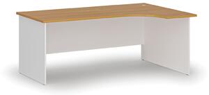 Rohový kancelářský psací stůl PRIMO WHITE, 180x120 cm, pravý, bílá/buk