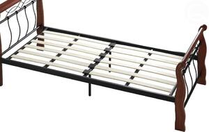 Bílá kovová postel - jednolůžko CS11697, 90x200