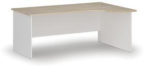 Rohový kancelářský psací stůl PRIMO WHITE, 180x120 cm, pravý, bílá/dub přírodní