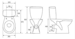 Cersanit MITO WC KOMBI 3/6 lit.- zadní rovný odpad + WC sedátko PP, TK001-009