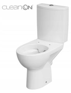 Cersanit Parva CleanOn, kombi wc se splachováním 3/5l, horizontální odtok, přívod vody z boku a antibakteriálním sedátkem z duroplastu, bílá, K27-063