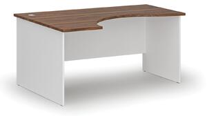 Ergonomický kancelářský psací stůl PRIMO WHITE, 160x120 cm, levý, bílá/ořech