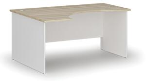 Ergonomický kancelářský psací stůl PRIMO WHITE, 160x120 cm, levý, bílá/dub přírodní