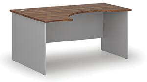 Ergonomický kancelářský psací stůl PRIMO GRAY, 160x120 cm, levý, šedá/ořech