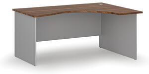 Ergonomický kancelářský pracovní stůl PRIMO GRAY, 1600 x 1200 mm, pravý, šedá/ořech
