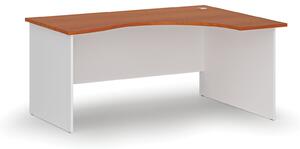 Ergonomický kancelářský psací stůl PRIMO WHITE, 160x120 cm, pravý, bílá/třešeň