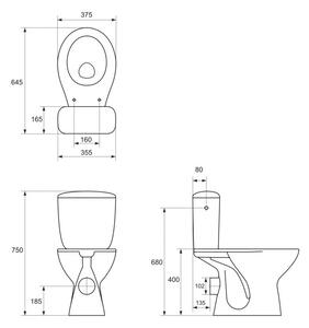 Cersanit PRESIDENT - WC kombi + antibakteriální sedátko z duroplastu, K08-038