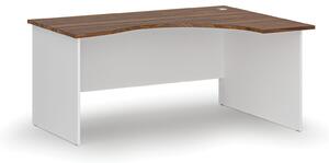 Ergonomický kancelářský psací stůl PRIMO WHITE, 160x120 cm, pravý, bílá/ořech