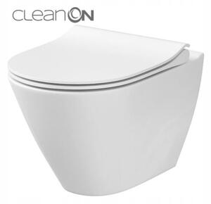 Cersanit City Oval CleanOn, závěsná wc mísa + toaletní sedátko s pomalým zavíráním z duroplastu, K701-104