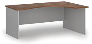 Ergonomický kancelářský pracovní stůl PRIMO GRAY, 1800 x 1200 mm, pravý, šedá/ořech