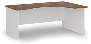 Ergonomický kancelářský psací stůl PRIMO WHITE, 180x120 cm, pravý, bílá/ořech
