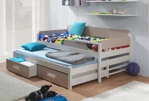 Dětská postel s přistýlkou a úložným prostorem DORIS, masiv borovice