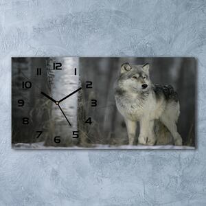 Moderní skleněné hodiny na stěnu Šedý vlk pl_zsp_60x30_f_57875164